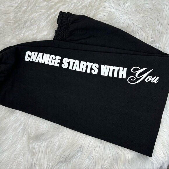 Mayfair The Label Black Change Starts With You French Terry Jogger Med/W26/L28.5 - Picture 3 of 10